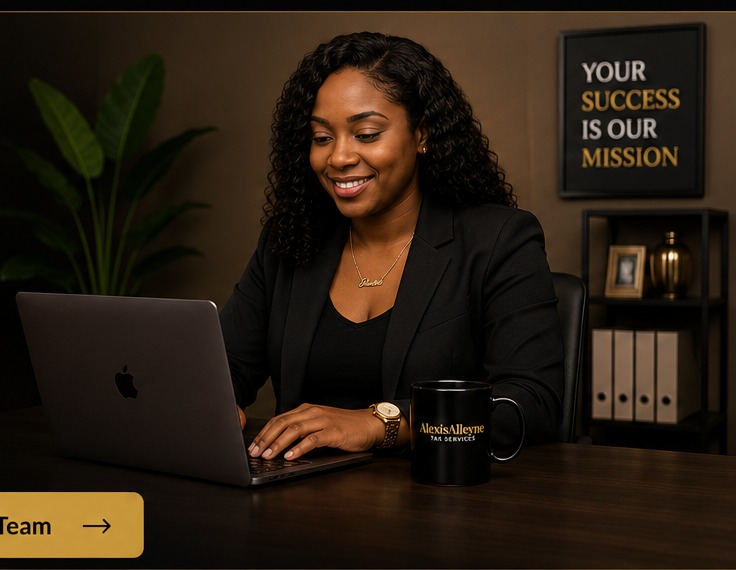 Tax professional working remotely at a laptop